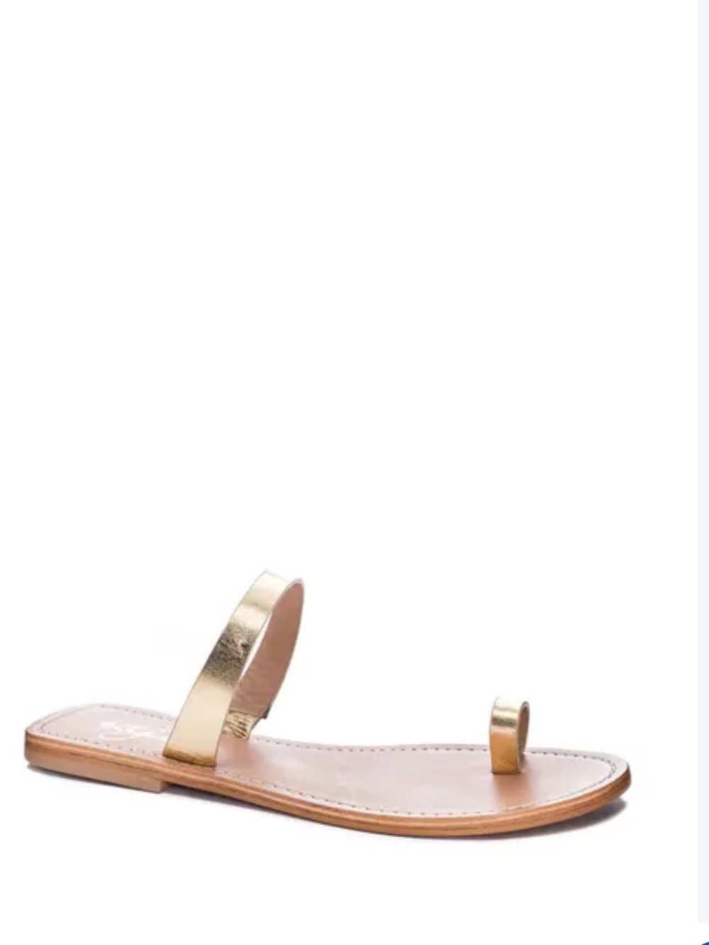 42 GOLD Metallic Gold Toe-Ring Slide Sandals